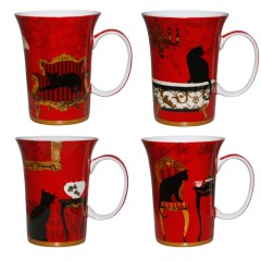 McIntosh Fine Bone China - Mystical & Curious Cats set of 4 Gift Boxed Mugs